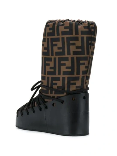 Shop Fendi Ff Motif Moon Boots In Black