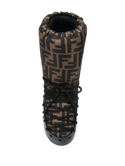 Shop Fendi Ff Motif Moon Boots In Black