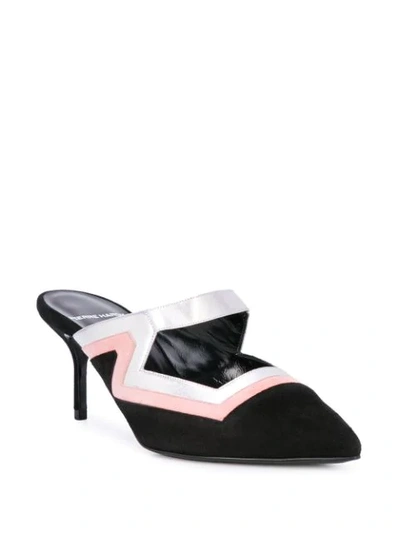 Pierre Hardy 'vibe' Colourblock Geometric Cutout Suede Mules In Black