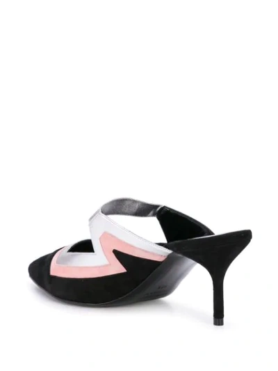 Pierre Hardy 'vibe' Colourblock Geometric Cutout Suede Mules In Black