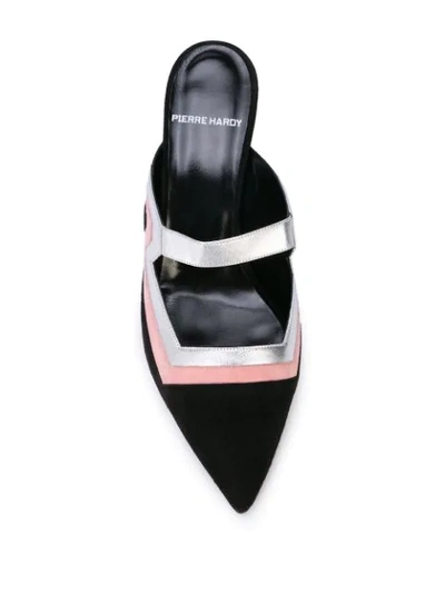 Pierre Hardy 'vibe' Colourblock Geometric Cutout Suede Mules In Black
