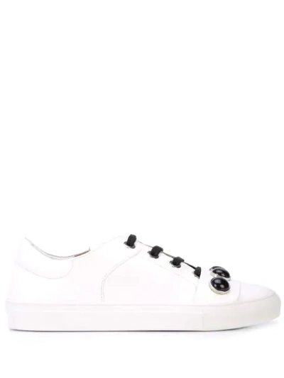 Shop Alberto Fermani Studded Lace Up Sneakers In White