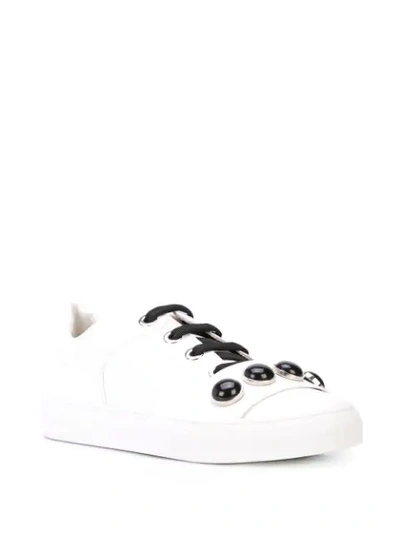 Shop Alberto Fermani Studded Lace Up Sneakers In White