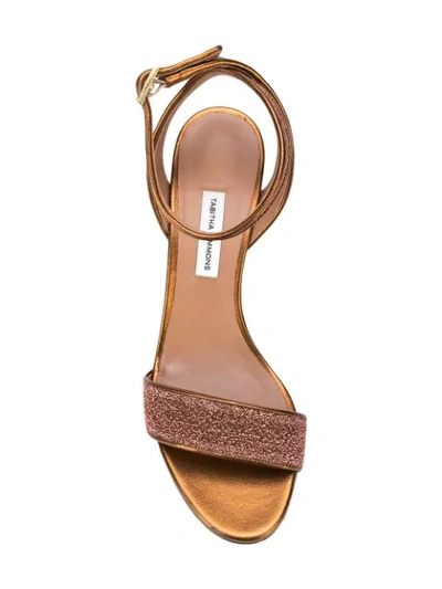 Shop Tabitha Simmons Metallic-effect 75mm Strappy Sandals