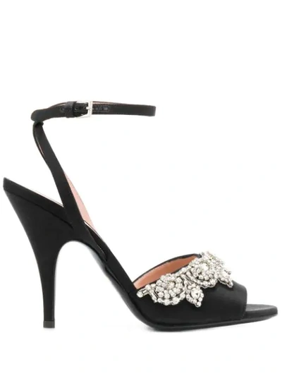 Shop Moschino Bejeweled High-heel Sandals In Black