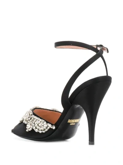 Shop Moschino Bejeweled High-heel Sandals In Black