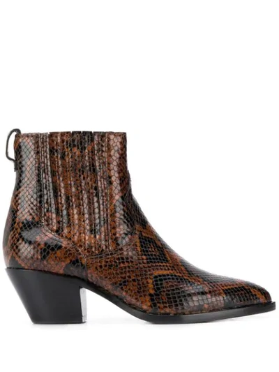 Shop Ash Floyd Bis Snakeskin-effect Boots In Brown