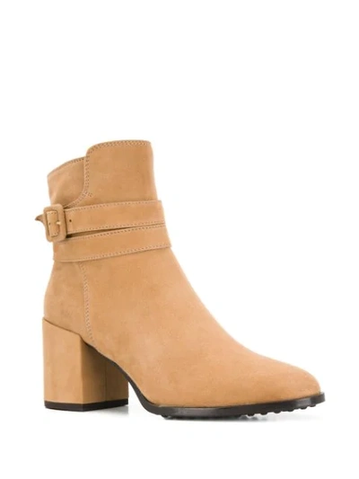 Shop Tod's Buckle 75mm Ankle Boots In Neutrals