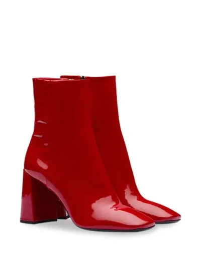 Shop Prada Square-toe Boots In Red