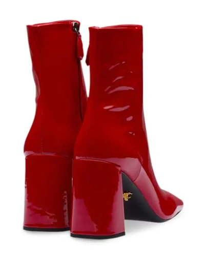 Shop Prada Square-toe Boots In Red