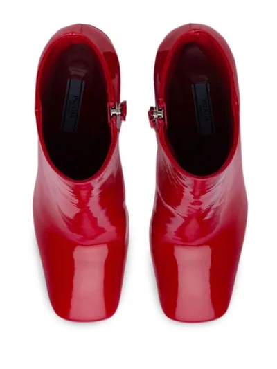 Shop Prada Square-toe Boots In Red