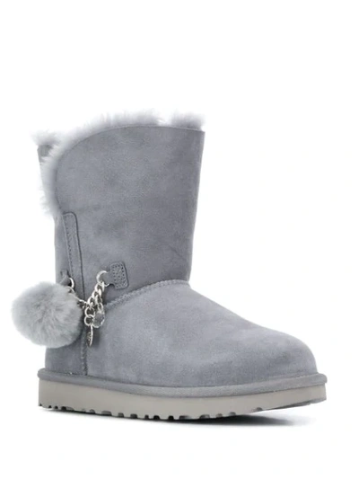 Shop Ugg Pom Pom Detail Boots In Grey