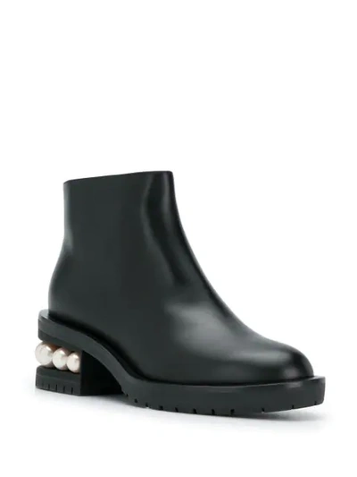 Pre-owned Nicholas Kirkwood Pearl Embellishment Ankle Boots In Black