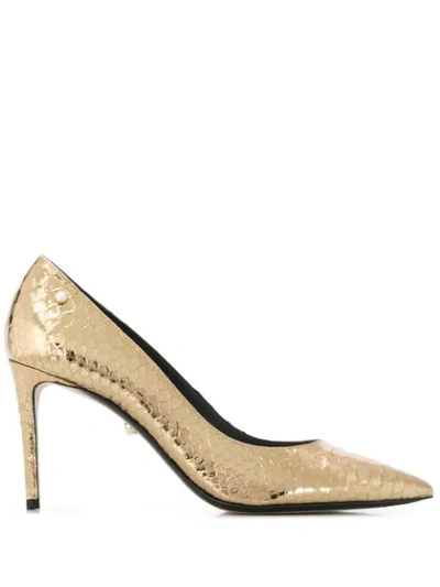 Shop Alevì Megan Pointed Pumps In Gold