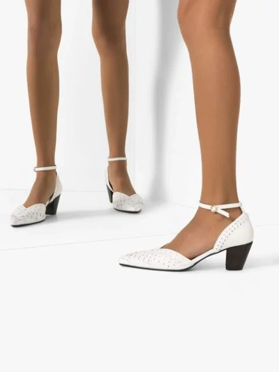 Shop Reike Nen Woven Stacked-heel Pumps In White
