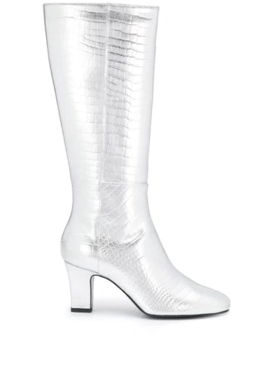 Shop Les Petits Joueurs Metallic Leather Boots In Silver