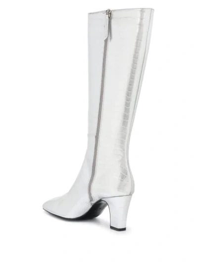 Les Petits Joueurs Metallic Pointed Boots In Silver | ModeSens