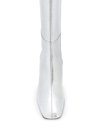 Shop Les Petits Joueurs Metallic Leather Boots In Silver