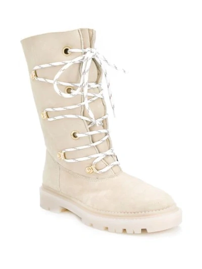 Shop Casadei Oslo Lace-up Boots In Neutrals