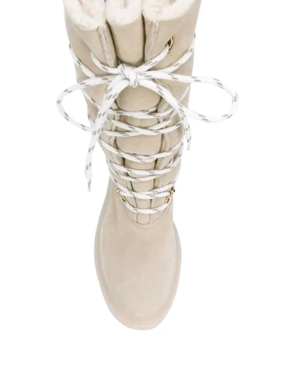 Shop Casadei Oslo Lace-up Boots In Neutrals