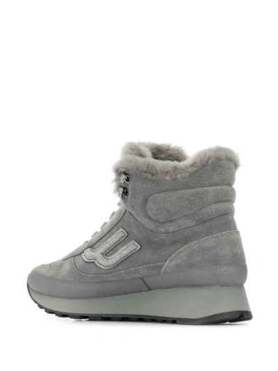 Shop Bally Galenia Fur Trim Hi-top Sneakers In Grey