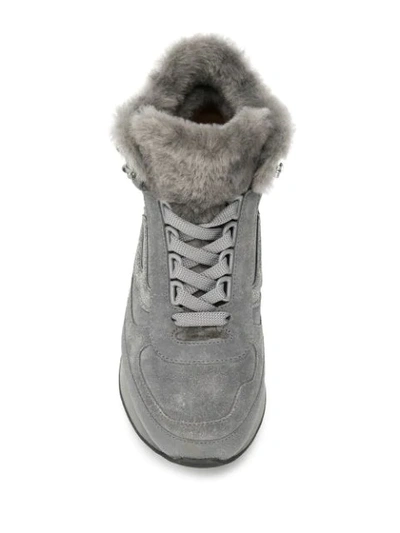 Shop Bally Galenia Fur Trim Hi-top Sneakers In Grey