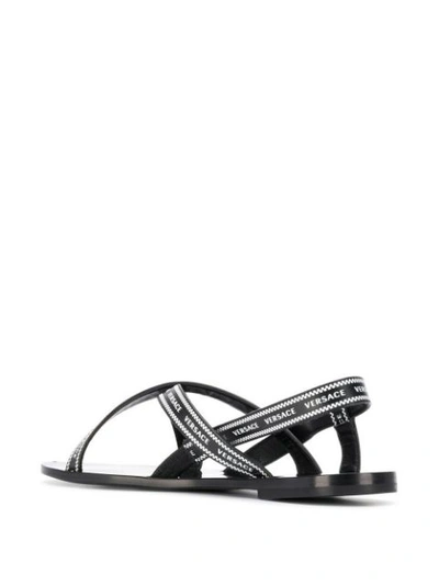 Shop Versace Logo Strap Sandals - Black