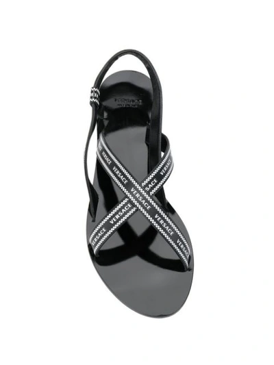 Shop Versace Logo Strap Sandals - Black