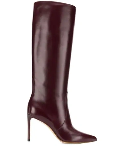 Shop Francesco Russo Pointed Knee Length Boots In Red