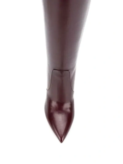 Shop Francesco Russo Pointed Knee Length Boots In Red