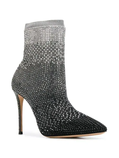 Shop Casadei Crystal Embellished Ankle Boots In Silver