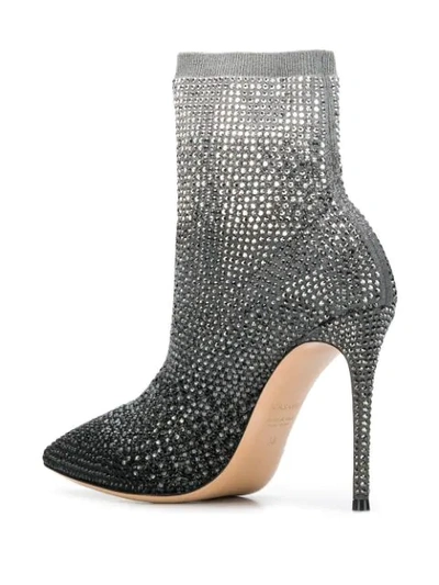 Shop Casadei Crystal Embellished Ankle Boots In Silver