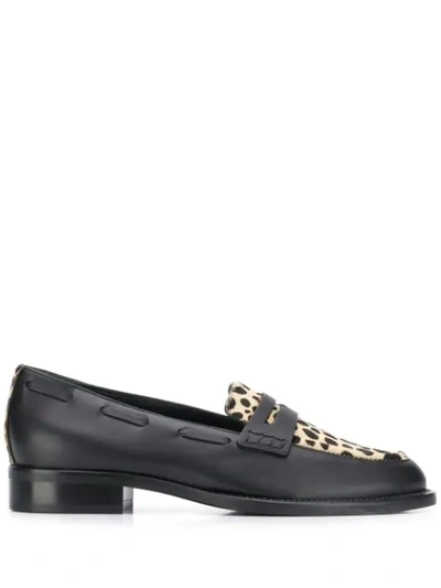 Shop Giuseppe Zanotti Leopard Print Loafers In Black