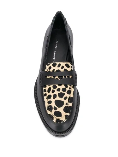 Shop Giuseppe Zanotti Leopard Print Loafers In Black