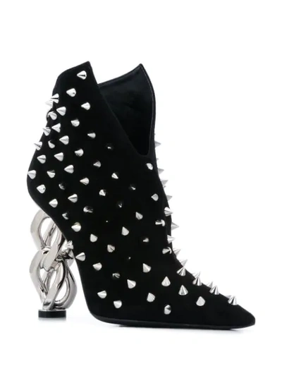 Shop Balmain Studded Ankle Boots In Black