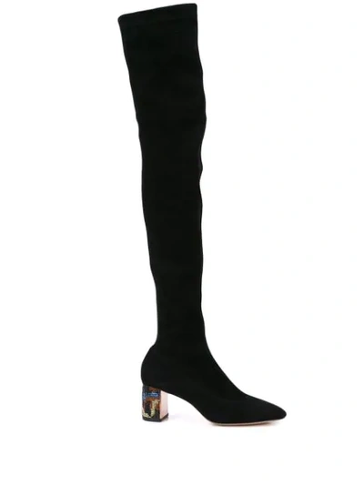 Shop Sophia Webster Thigh-high Heel Boots In Black