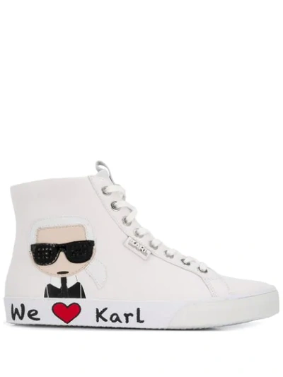 Glorious Fremskreden væv Karl Lagerfeld 'we Love Karl' High Top Sneakers In White | ModeSens