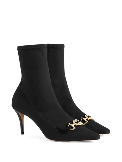 Shop Gucci Zumi Mid-heel Ankle Boot In Black