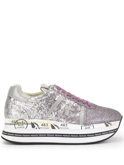 Shop Premiata Flatform-sneakers In Purple