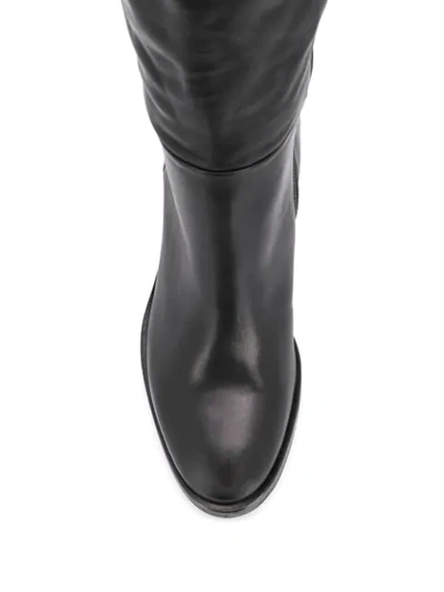 Shop Tommy Hilfiger Logo Hardware Calf High Boots In Black