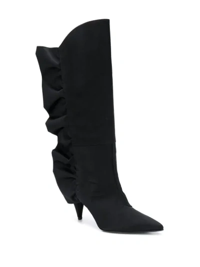 Shop Marc Ellis Ruched Detail Pointed Toe Boots In Black