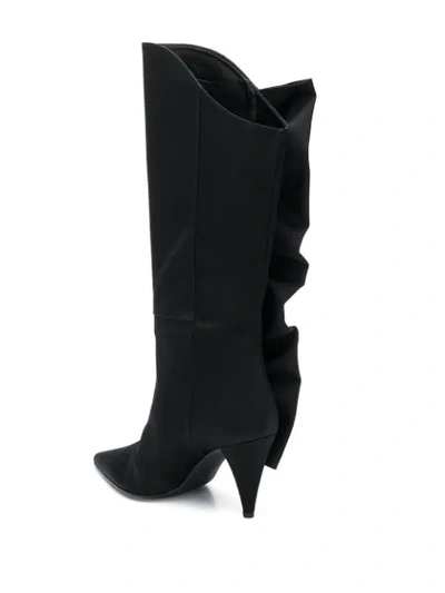 Shop Marc Ellis Ruched Detail Pointed Toe Boots In Black