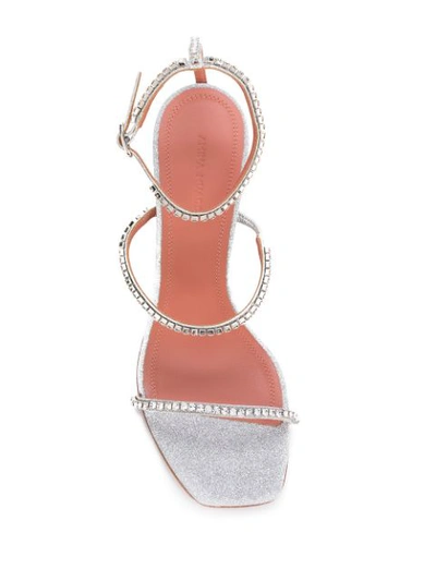 Shop Amina Muaddi Gilda Sculptural Heel Sandals In 银色