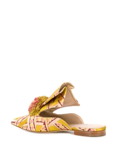 Shop Andrea Mondin Pompom Detail Mules In Yellow