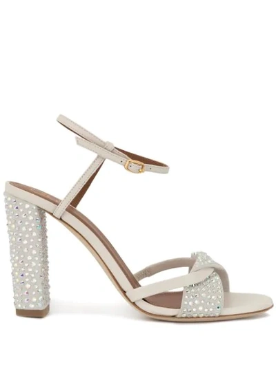 Shop Malone Souliers Tara Crystal-embellished Sandals In White
