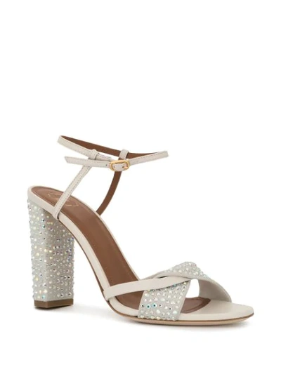 Shop Malone Souliers Tara Crystal-embellished Sandals In White