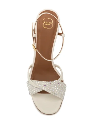 Shop Malone Souliers Tara Crystal-embellished Sandals In White