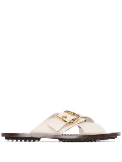 Shop Marni Crisscross Buckled Sandals In White