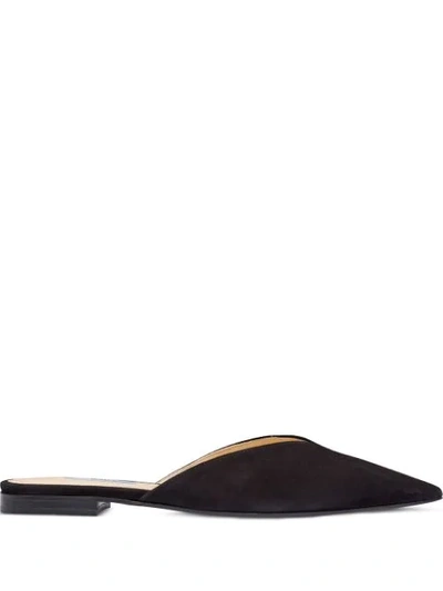 Shop Prada Vamp V-cut Mules In Black