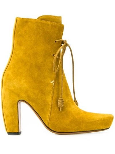 Shop Lanvin 150mm Ankle Lace-up Boots In Yellow
